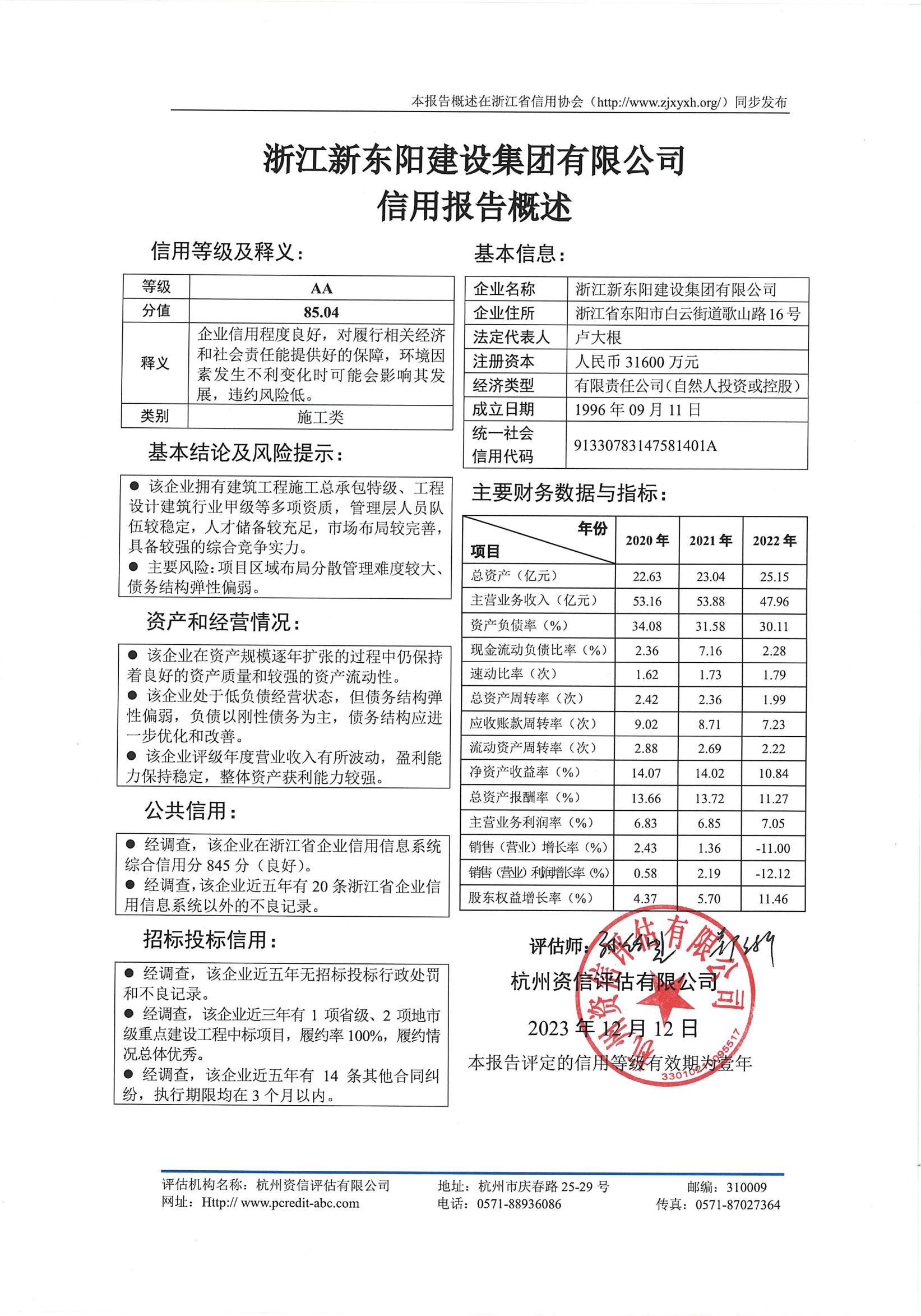 浙江新东阳建设集团有限公司