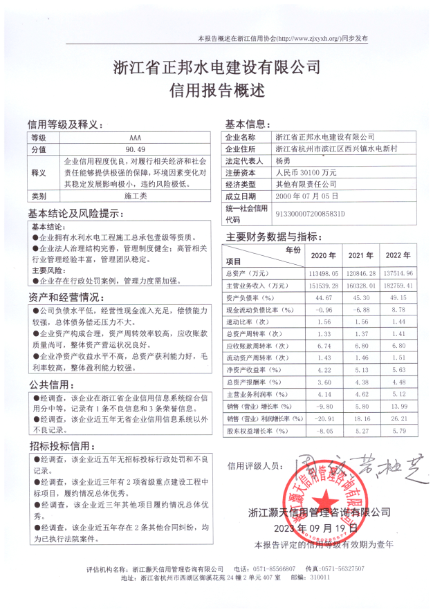 浙江省正邦水电建设有限公司